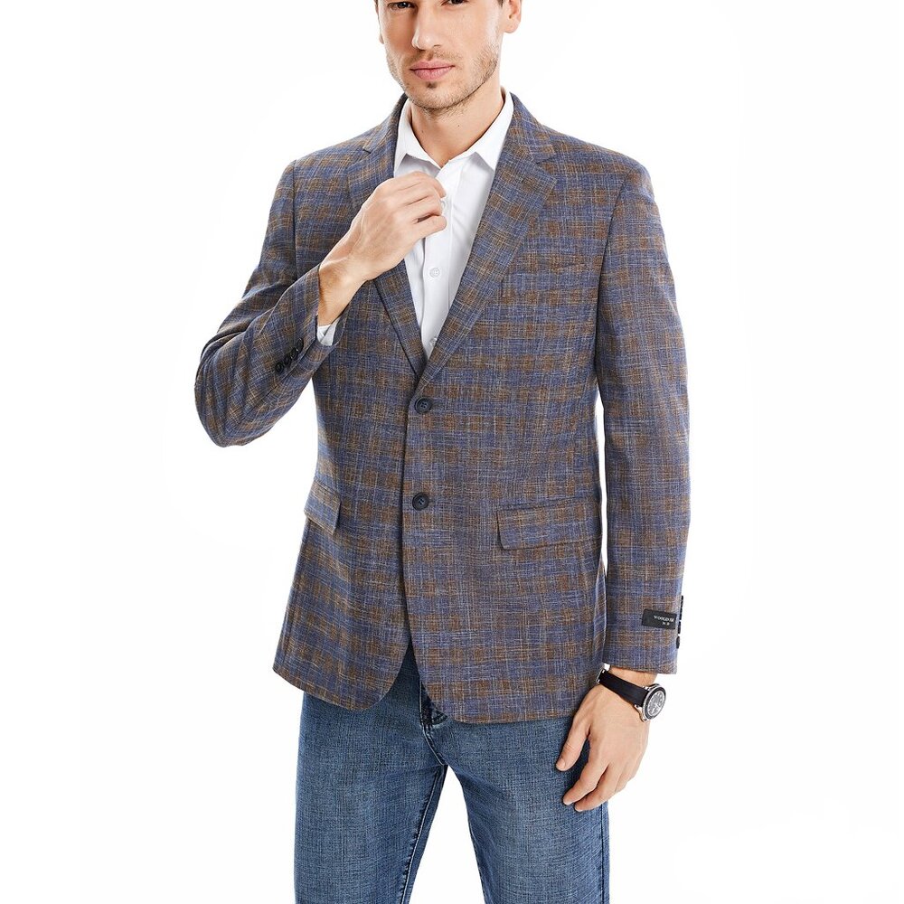 Brown Tartan Notch Lapel Men's Jacket